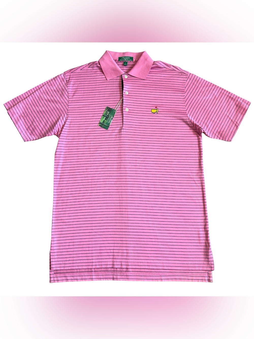 Masters Augusta Peter Millar Men’s Golf Polo Shirt Sz S Pink Dogwood Striped NWT